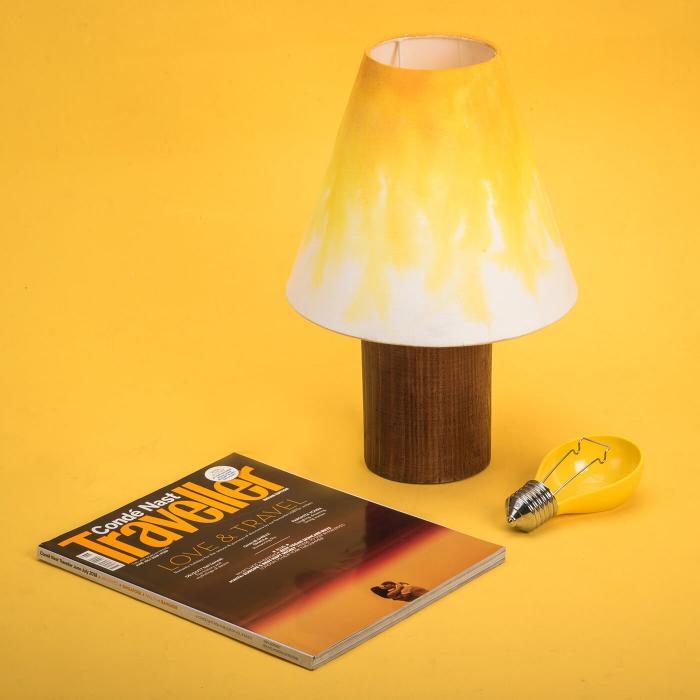 Handpainted Conical Tabletop Lamp