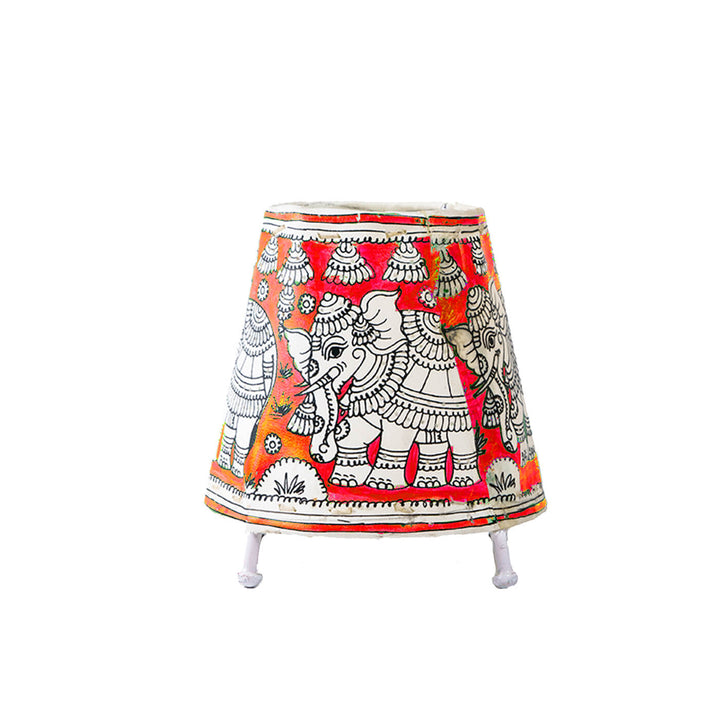 6 inch | Elephant Hand Painted Tholu Bommalata Mini Lamp