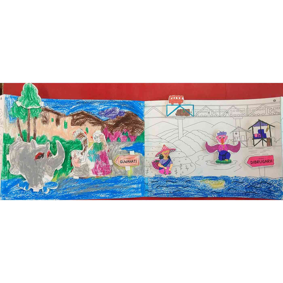 Brahmaputra Rivers of India DIY Kit | 11 Coloring Templates, 1 Map Of India And Instruction Sheet
