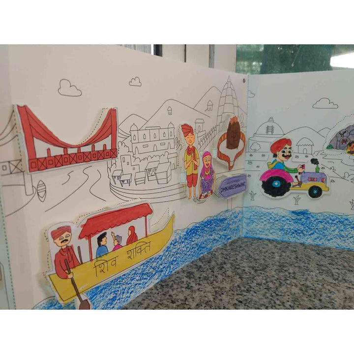 Narmada Rivers of India DIY Kit | 11 Coloring Templates, 1 Map Of India And Instruction Sheet