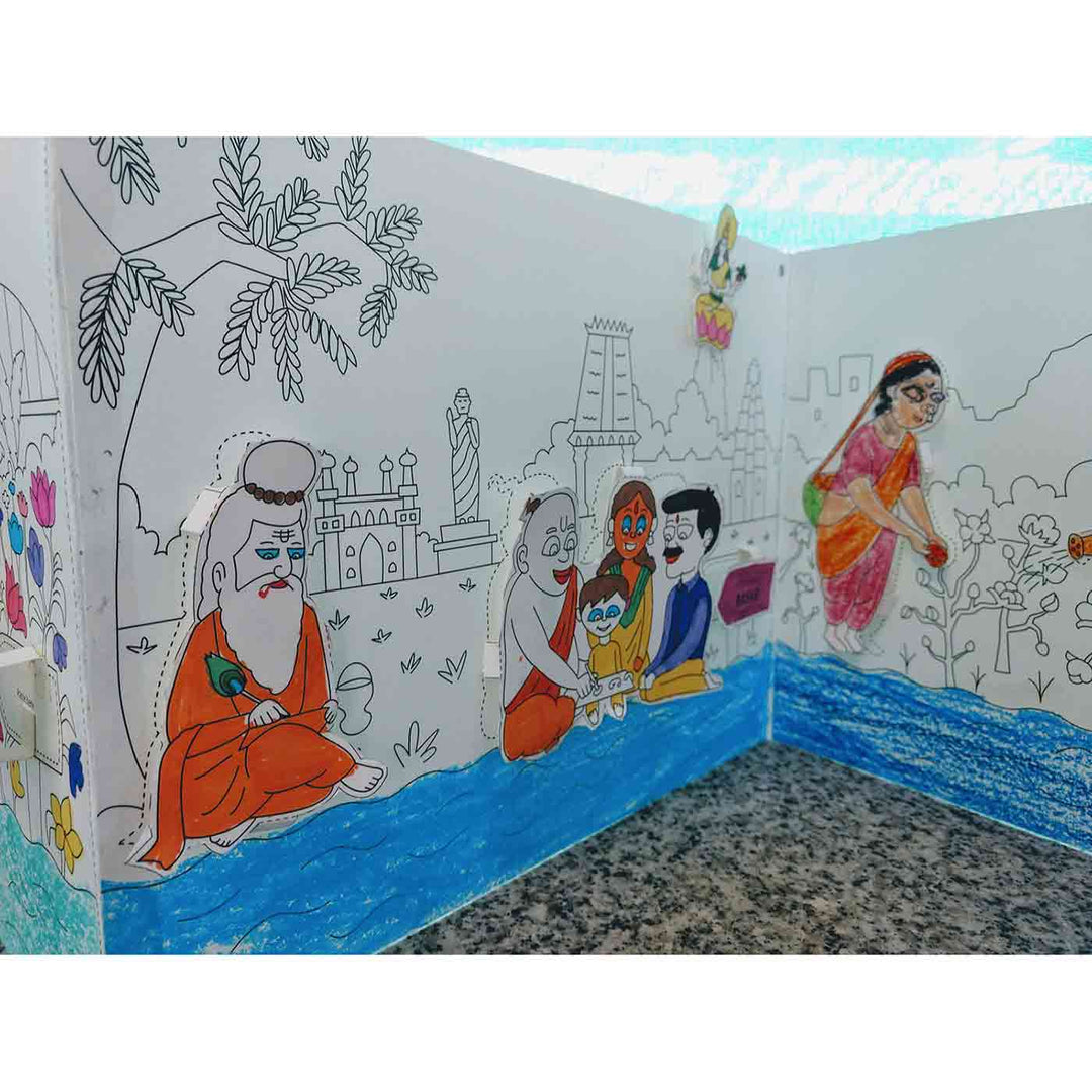Yamuna Rivers of India DIY Kit | 11 Coloring Templates, 1 Map Of India And Instruction Sheet