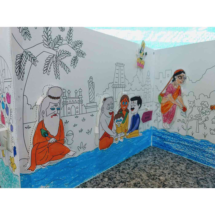 Yamuna Rivers of India DIY Kit | 11 Coloring Templates, 1 Map Of India And Instruction Sheet