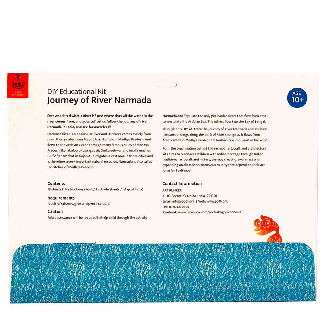 Narmada Rivers of India DIY Kit | 11 Coloring Templates, 1 Map Of India And Instruction Sheet