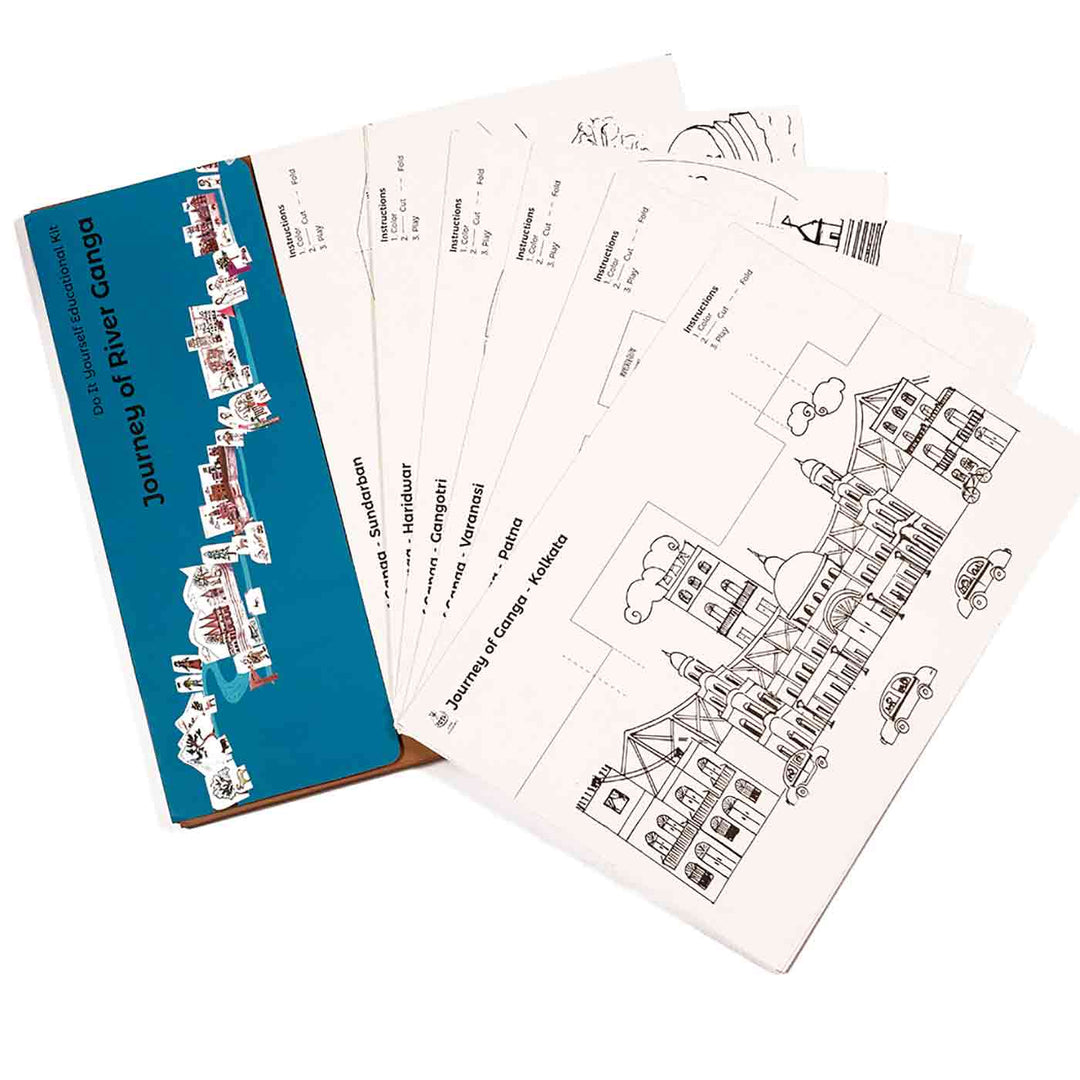 Ganga Rivers of India DIY Kit | 11 Coloring Templates, 1 Map Of India And Instruction Sheet
