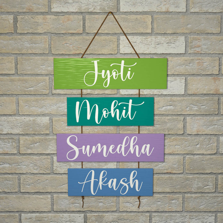 Four Plank Name Plate - Hanging with Name Personalization