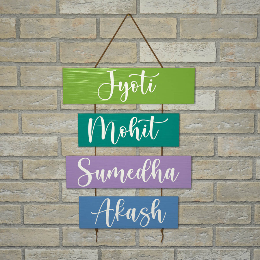 Four Plank Name Plate - Hanging with Name Personalization
