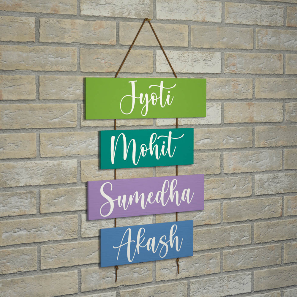 Four Plank Name Plate - Hanging Wall Sign Front View