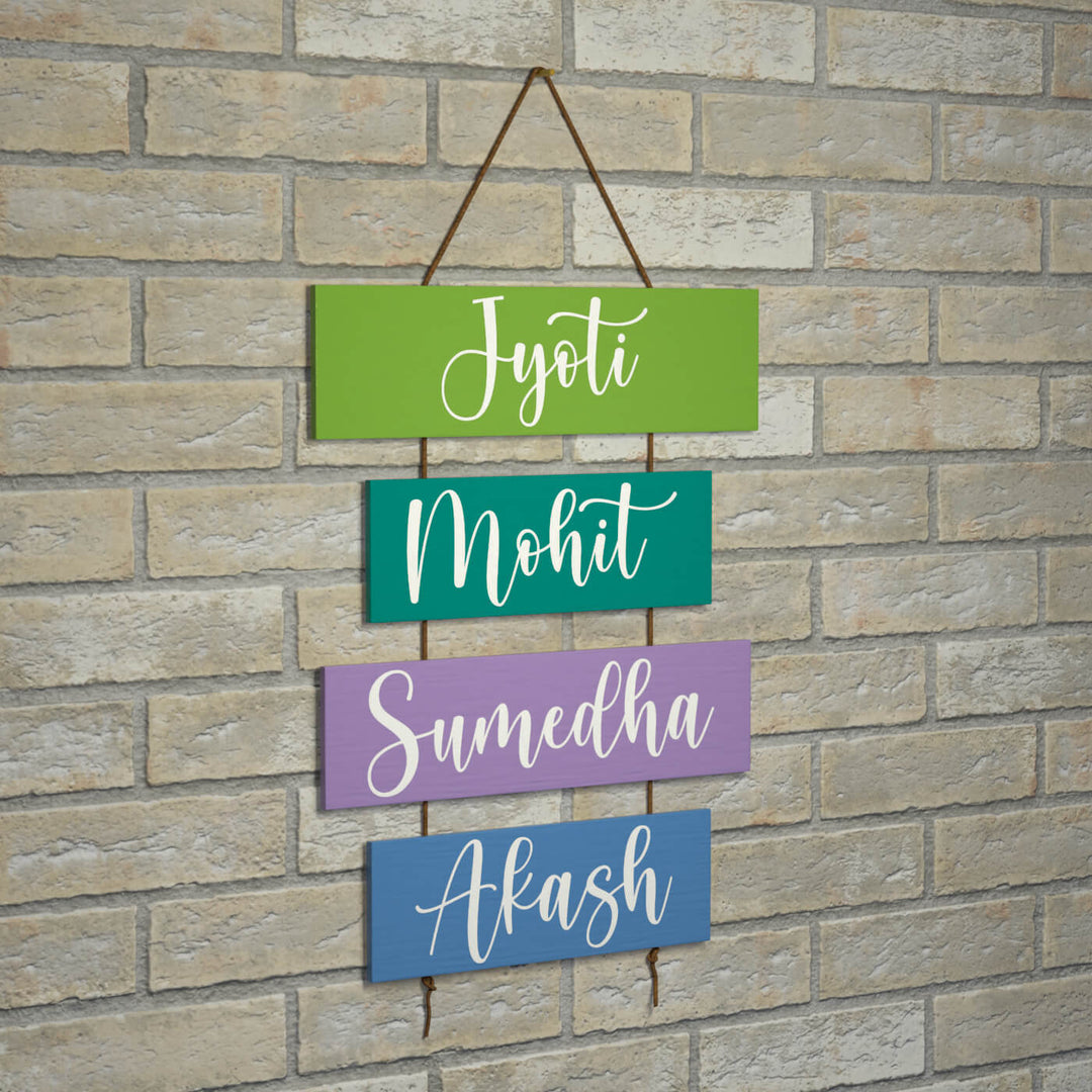 Four Plank Name Plate - Hanging Wall Sign Front View