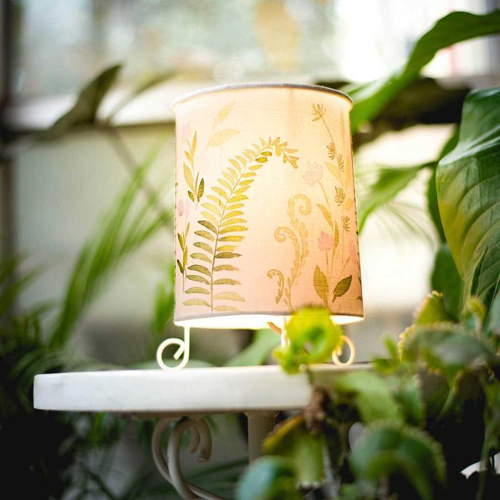 Pink and Green Floral Hand-painted Cylindrical Lamp