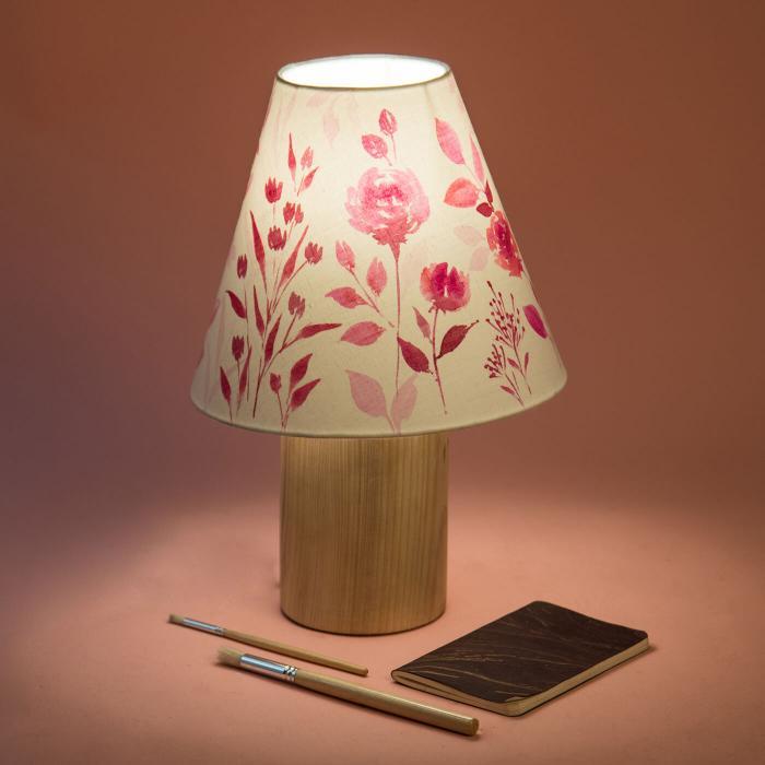 Handpainted Conical Tabletop Lamp