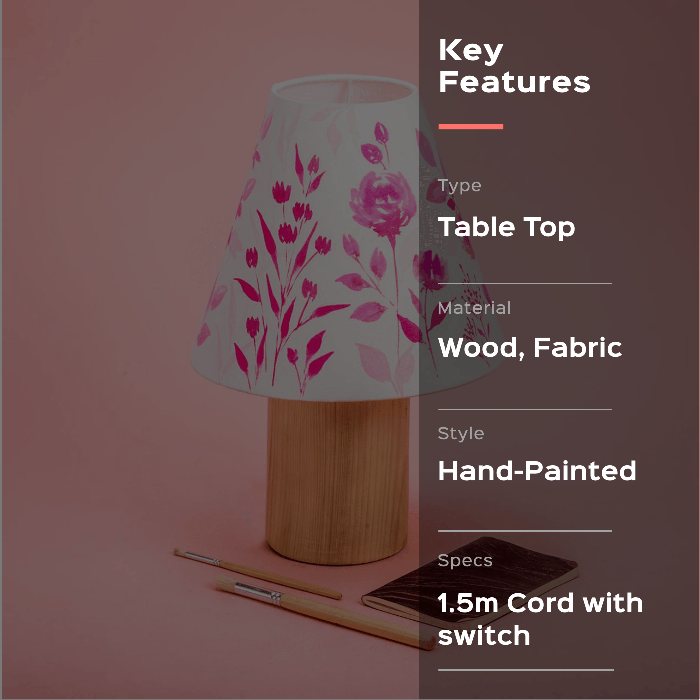 Handpainted Conical Tabletop Lamp