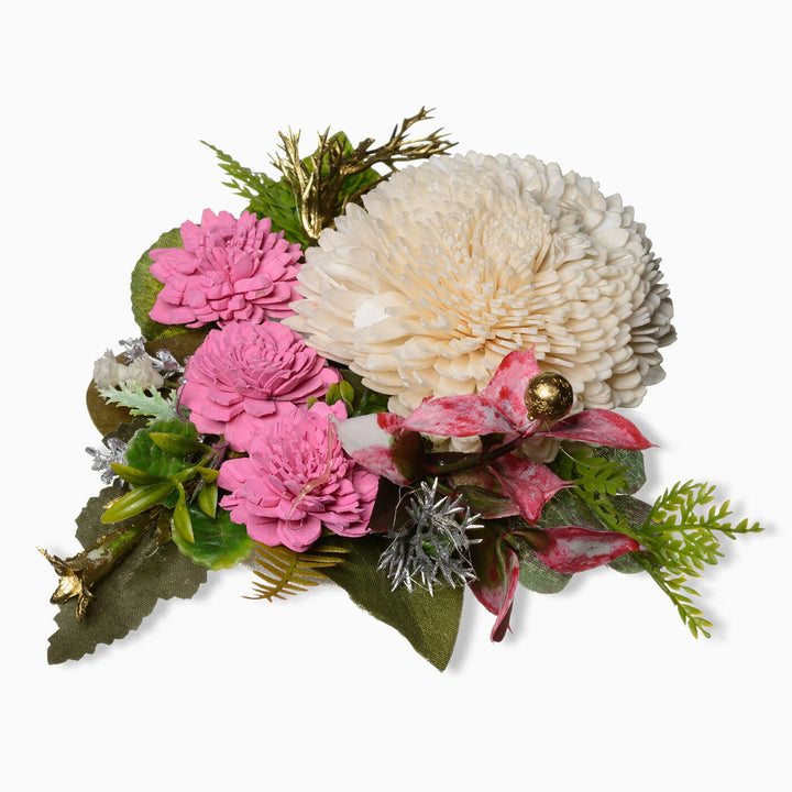 Pink Cake Topper with Sola Wood Floral Arrangement
