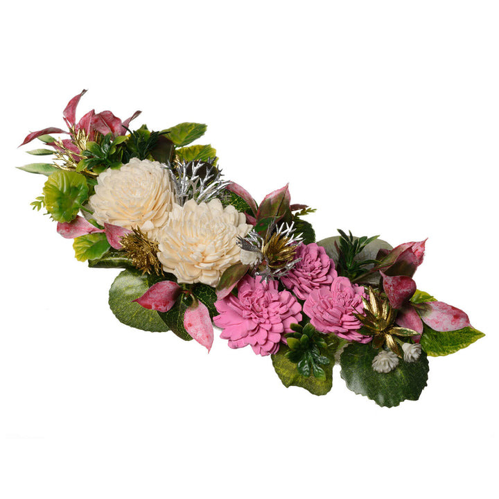 Pink Cake Topper with Sola Wood Floral Arrangement and Sticks