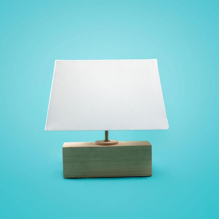 Plain Rectangular Tabletop Lamp - Natural Solid Base