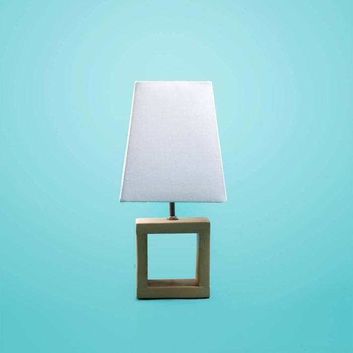 Saver Bundle - Plain Square Tabletop Lamp - Natural Hollow Base