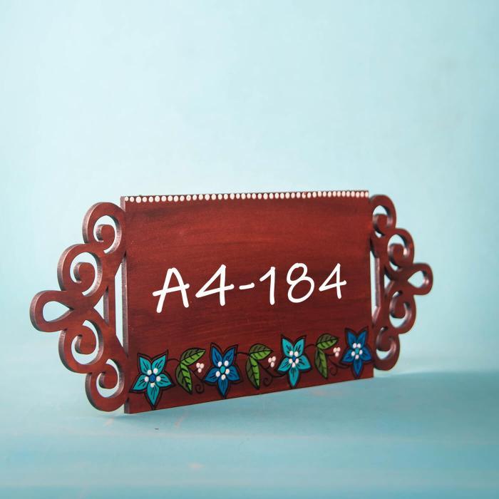 Plot Number Small Rectangular Name Plate In Brown - Front View on Surface
