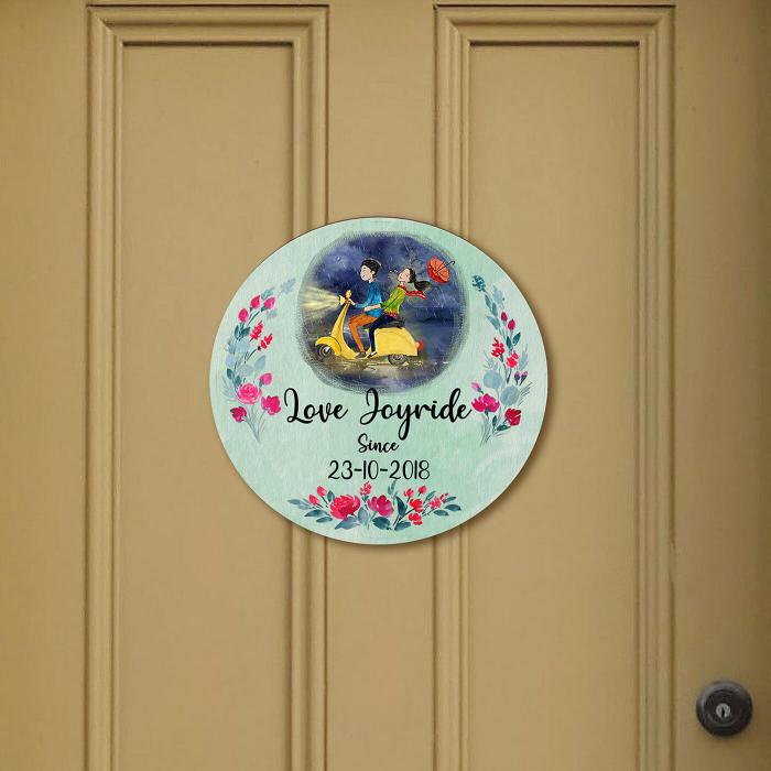 Round Hand Painted Character Name Plate Joyride - Mounted on Door Center