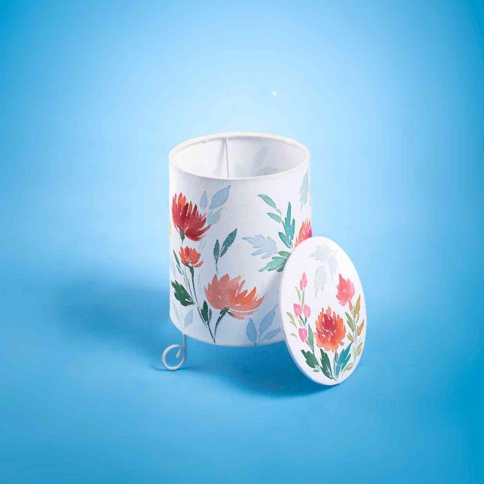 Red Floral Hand-painted Cylindrical Lamp