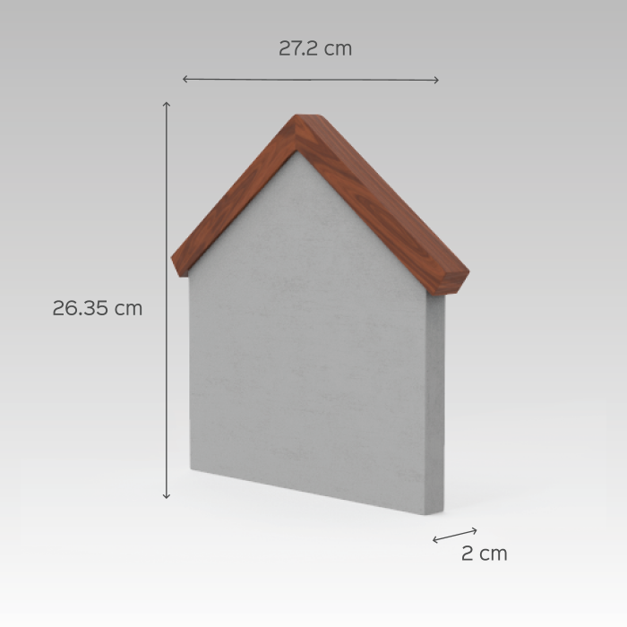 Home Shaped Signage Three Names - Dimension Chart with Angled View
