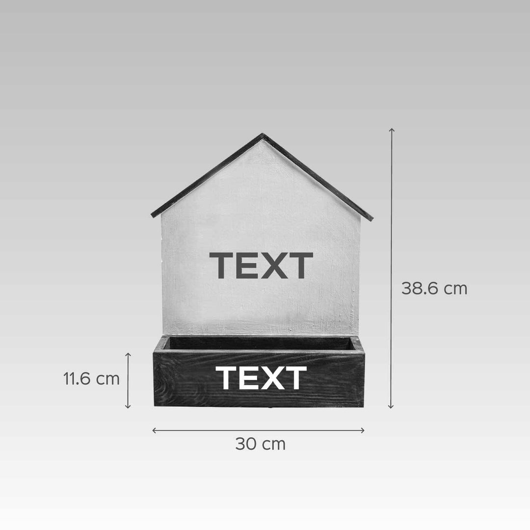 House Shaped Planter Name Plate Three Names 1 - Front View with Dimensions