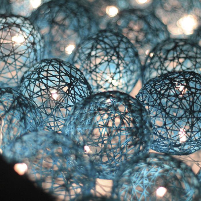 3m, 20 Bulbs | Handcrafted Yarn Spherical LED Fairy Light Hangings - Turquoise