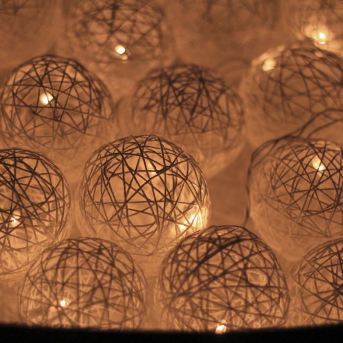 3m, 20 Bulbs | Handcrafted Yarn Spherical LED Fairy Light Hangings - White