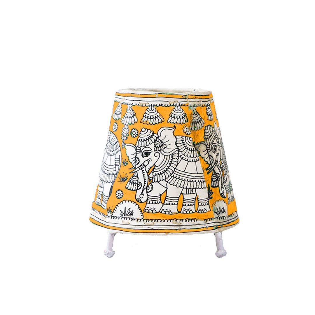 6 inch | Elephant Hand Painted Tholu Bommalata Mini Lamp